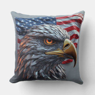 Metalen 3D patriottische adelaar USA vrijheidssymb Kussen