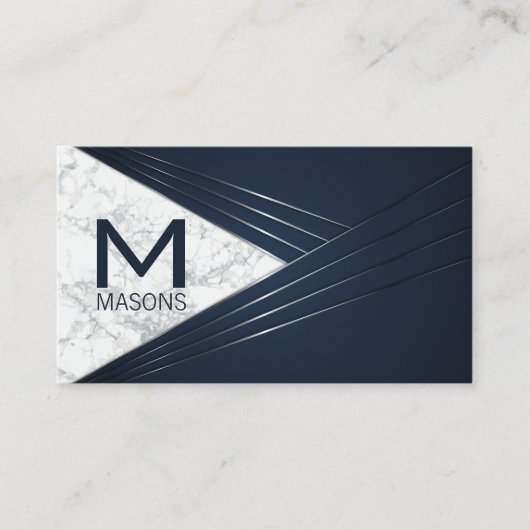 Metalen Abstracte Achtergrond | Witte Marmer Visitekaartje (Voorkant)