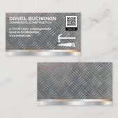 Metalen achtergrond | Hammer Saw | QR-code Visitekaartje (Voorkant / Achterkant)