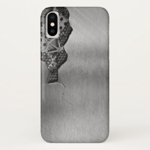 Metalen achtergrond met mechanische schade iPhone x hoesje
