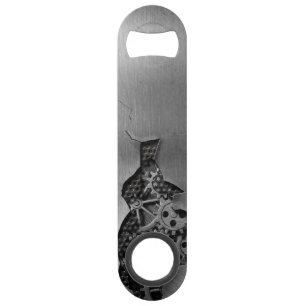 Metalen achtergrond met mechanische schade speed flessenopener