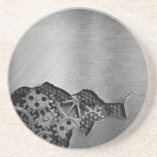 Metalen achtergrond met mechanische schade zandsteen onderzetter