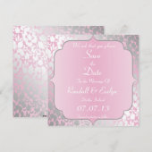 Metalen Baby Roze Save The Date Aankondiging (Voorkant / Achterkant)