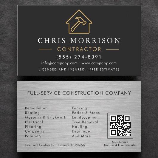 Metalen Bouwconstructie Black Gold QR Code Visitekaartje