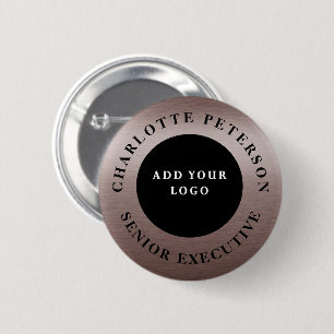 Metalen Bruine Aangepaste Logo Naam Tag Promotie Ronde Button 5,7 Cm