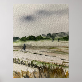 Metalen detecteren in de velden poster