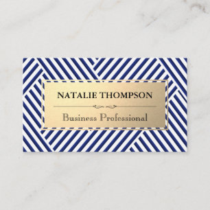 Metalen Frame Blauw Witte Gestreepte Patroon Visitekaartje