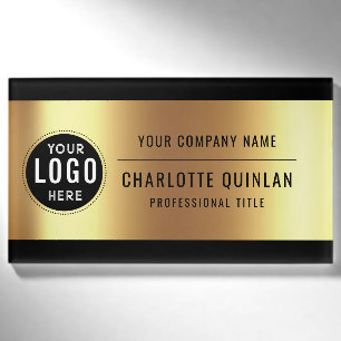 Metalen Goud Zwart Acryl Logo Naambadge