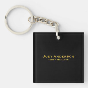Metalen Goud & Zwart Professionele Moderne Naam Pr Sleutelhanger