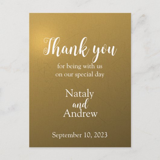 Metalen gouden bedankkaart briefkaart (Voorkant)