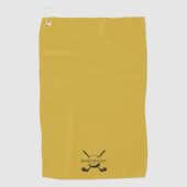 Metalen gouden golfspons met naam en logo golfhanddoek (Voorkant)