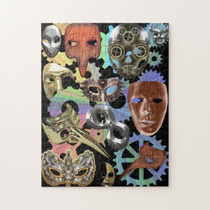 metalen gouden zilveren maskerade steampunkmaskers legpuzzel