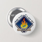 Metalen klei (blauw) ronde button 5,7 cm (Voorkant /achterkant)