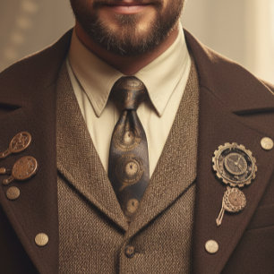 Metalen klok Steampunk  Industriële Stropdas