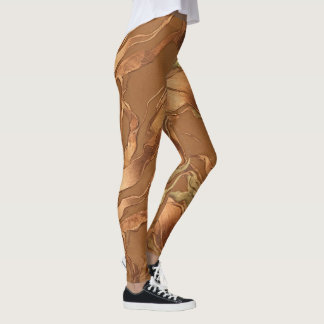 Metalen Koper Vloeistof Abstract Golfpatroon Leggings