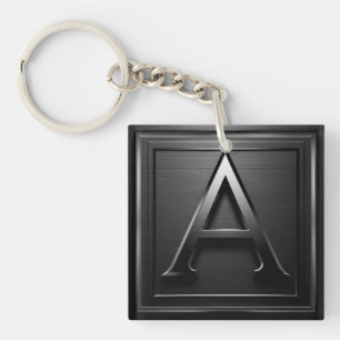⚫ Metalen Letter A Monogram Embleem Ontwerp ⚫ Sleutelhanger