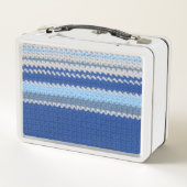 Metalen lunch box - Gehakt in blauw en witte stree (Achterkant)