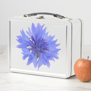 Metalen lunchbox met blauw korenbloem ontwerp