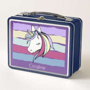 Metalen Lunchbox met leuke unicorn illustratie