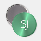 Metalen monogram groen glanzend magneet (Voorkant / Achterkant)