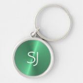 Metalen monogram groen glanzend sleutelhanger (Voorkant)