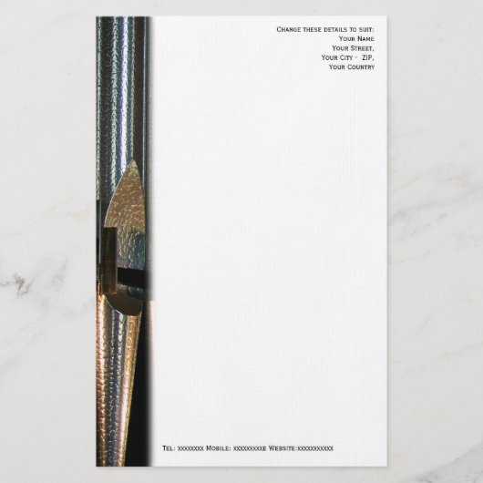 Metalen orgaanbuizen briefhoofd briefpapier (Voorkant)