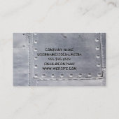 Metalen platen aan elkaar geklonken visitekaartje (Achterkant)