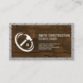 Metalen Rand | Houten Achtergrond Visitekaartje (Voorkant)