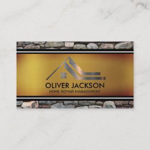Metalen Residentieel Dak Logo Stenen Muur Visitekaartje