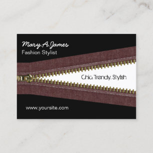 Metalen rits mode visitekaartje