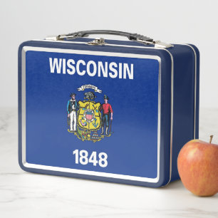 Metalen Roestvrij Lunchbox met Wisconsin vlag