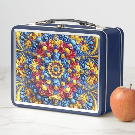 Metalen Roestvrije Lunchbox met Roemeense kleuren (In situ)