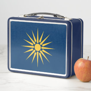 Metalen roestvrijstalen lunchbox met vlag van Mace