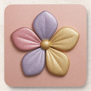 Metalen Roze Gouden Bloem Roze Plastic Onderzetter