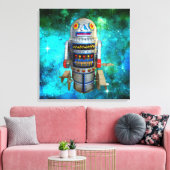 Metalen speelgoed robot blauw bubble sterrenstelse canvas afdruk (Insitu (Woonkamer))