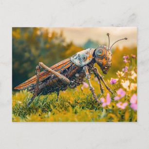 Metalen sprinkhaan tuinsculptuur briefkaart