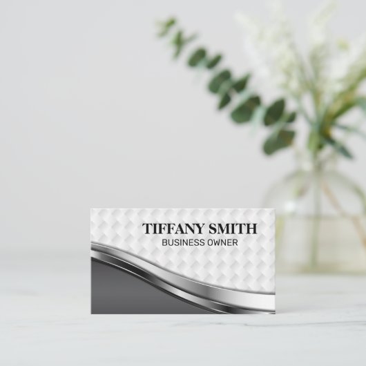 Metalen Weefpatroon | Metalen Golfpatroon Visitekaartje (Staand voorkant)