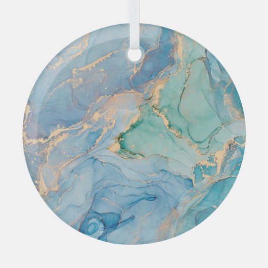 Metalen wervelingen: Abstracte vloeibare kunst Glas Ornament (Voorkant)