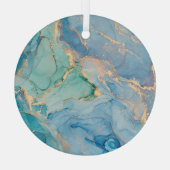 Metalen wervelingen: Abstracte vloeibare kunst Glas Ornament (Achterkant)