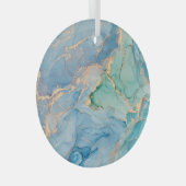 Metalen wervelingen: Abstracte vloeibare kunst Glas Ornament (Voorkant Rechts)