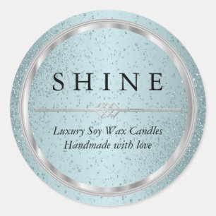metalen zilver- en Aqua Blue-labels Ronde Sticker
