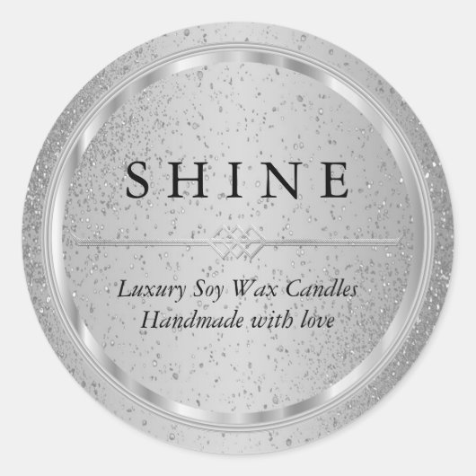  metalen zilver- en zilverglitterlabels ronde sticker (Voorkant)