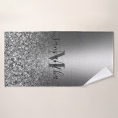 Metalen zilveren glitter badhanddoek (Badhanddoek)