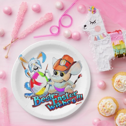 Metalfant paaspapier Bord (wit) (Feest)