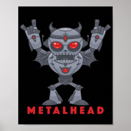 Metalhead - Zware metalen robotaril - met tekst Poster (Voorkant)