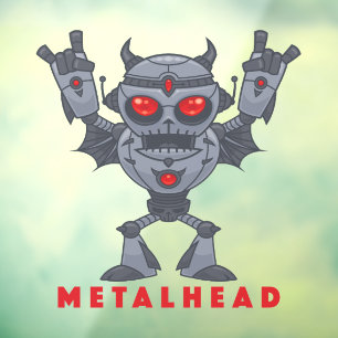 Metalhead - Zware metalen robotaril - met tekst Raamsticker