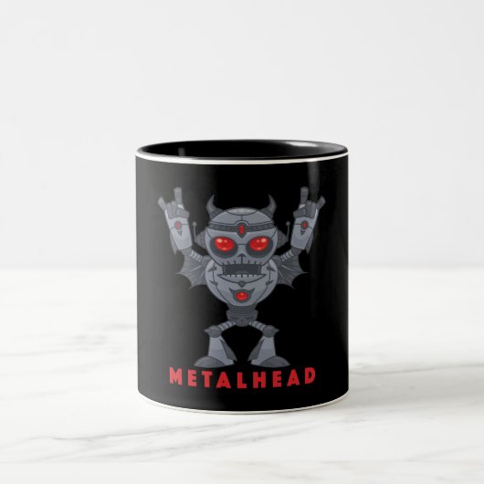 Metalhead - Zware metalen robotaril - met tekst Tweekleurige Koffiemok (Center)