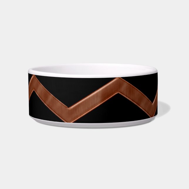 Metalic Bronze Zig Zag Pattern Voerbakje (Voorkant)