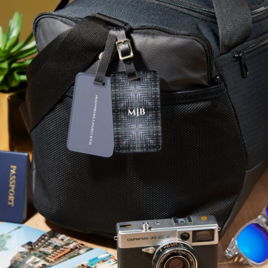 Metalic Design Sliver Grey Monogram Bagagelabel (Voorkant /achterkant)