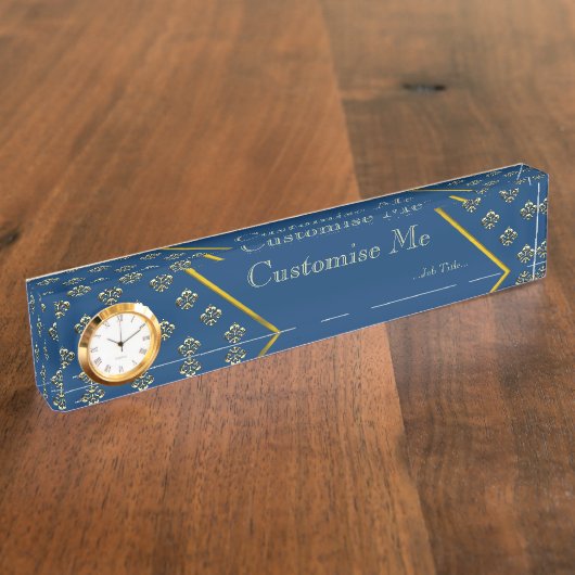 Metalic Fleur de lis (Gold) Naambordje (Zijkant)